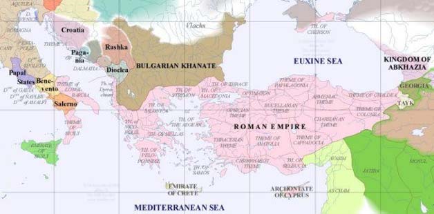 Byzantine Empire about 900 A.D.